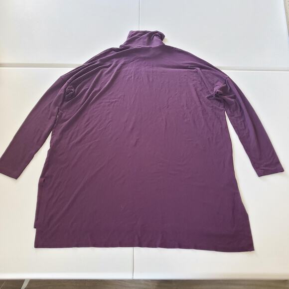 Eileen Fisher Shirt Womens Medium Purple Turtleneck Tunic Long Sleeve Made USA - Picture 2 of 7